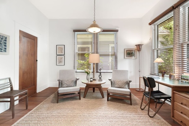 sitting room featuring baseboards and wood finished floors