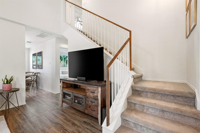 3116 Port Anne Way, Leander, TX 78641 - staircase featuring wood finished floors and baseboards