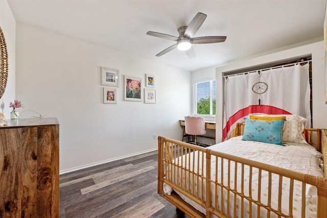 3116 Port Anne Way, Leander, TX 78641 - bedroom featuring wood finished floors, baseboards, and a ceiling fan