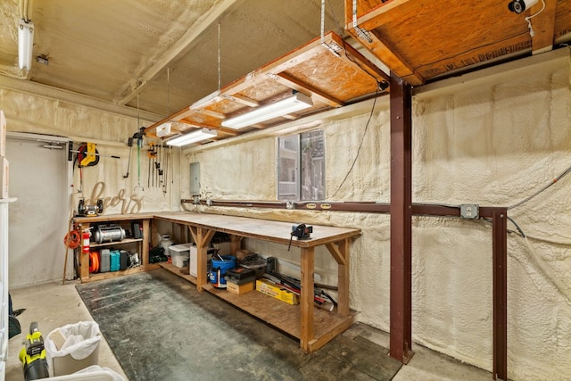 2409 Mormon Mill Rd, Marble Falls, TX 78654 - unfinished basement featuring a workshop area