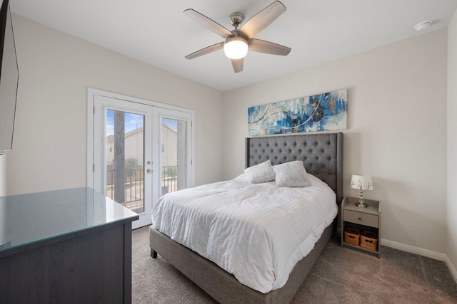 1921 Winston Way, Leander, TX 78641 - carpeted bedroom featuring access to exterior, a ceiling fan, and french doors