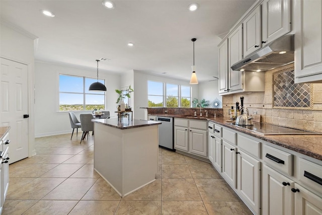 12400 Fairfax Ridge Pl, Austin, TX 78738 - kitchen with dishwasher, under cabinet range hood, healthy amount of natural light, a sink, and recessed lighting