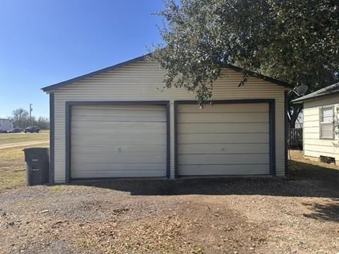 view of detached garage