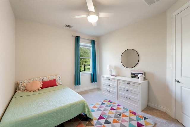 624 Anfield Cir, Austin, TX 78738 - bedroom featuring light colored carpet, baseboards, and ceiling fan