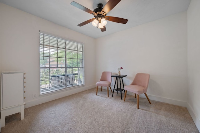 1314 Quailfield Cir, Austin, TX 78758 - living area featuring carpet flooring and ceiling fan