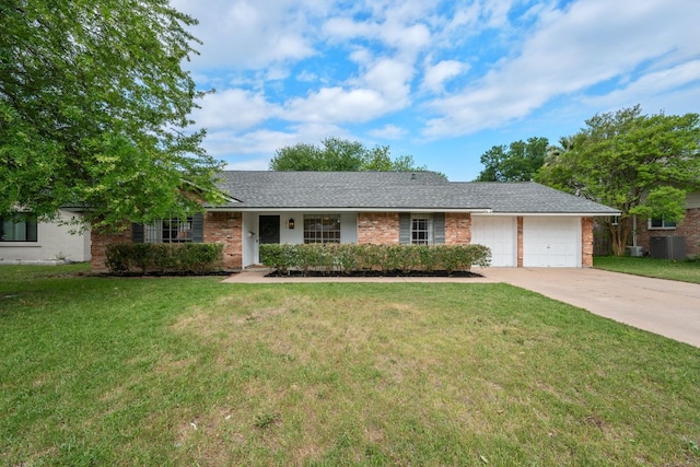 1314 Quailfield Cir, Austin, TX 78758 - single story home with a garage, driveway, a front yard, brick siding, and a shingled roof