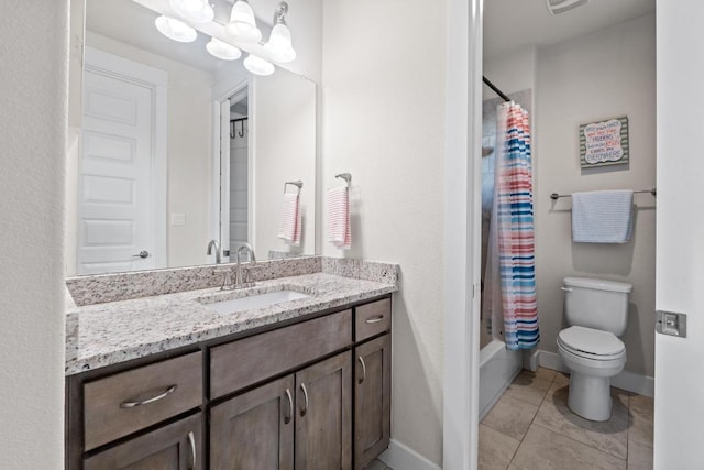 224 Highland Oaks, Leander, TX 78641 - full bathroom with vanity, tile patterned flooring, and shower / bath combination with curtain