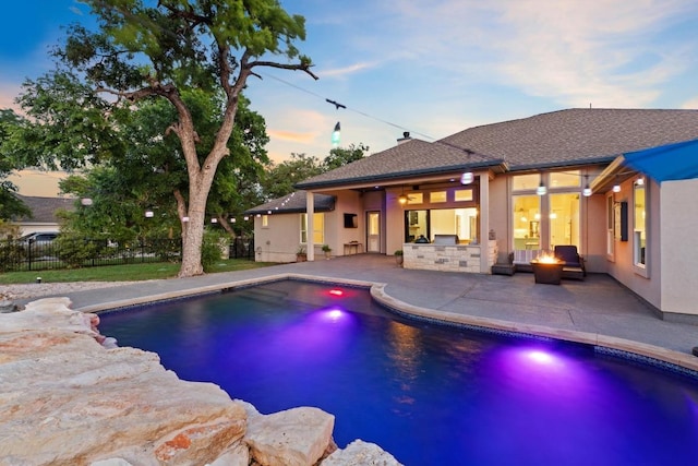 224 Highland Oaks, Leander, TX 78641 - view of swimming pool featuring an outdoor kitchen and a patio area