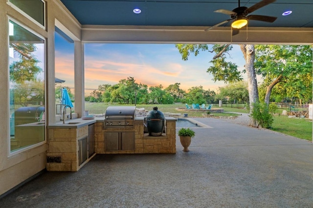224 Highland Oaks, Leander, TX 78641 - view of patio featuring area for grilling and ceiling fan