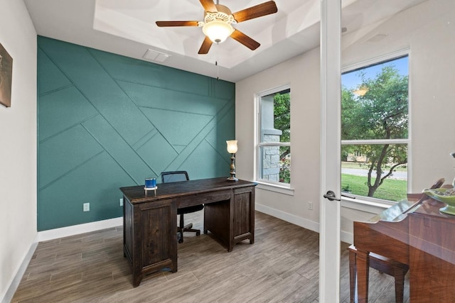 224 Highland Oaks, Leander, TX 78641 - office featuring wood finished floors and ceiling fan