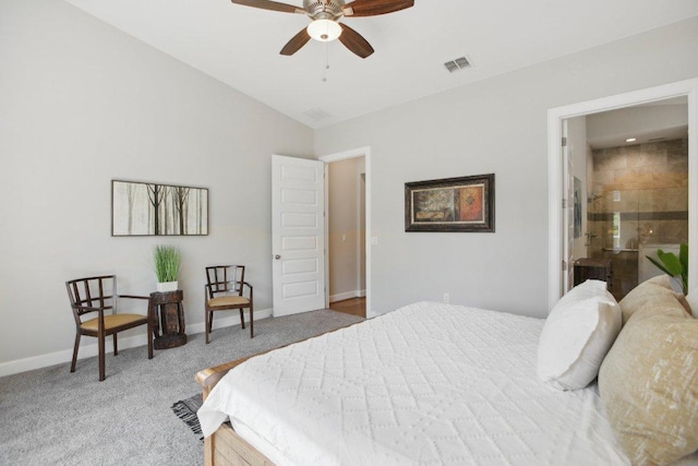 carpeted bedroom with baseboards and visible vents