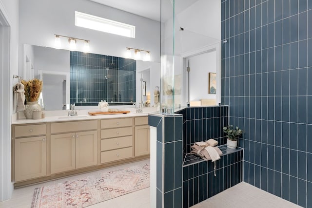 17508 Emperador Dr Unit 65, Pflugerville, TX 78664 - bathroom with walk in shower and double vanity