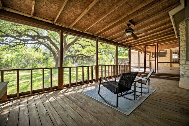 402 San Gabriel Blvd, Georgetown, TX 78628 - wooden terrace with ceiling fan