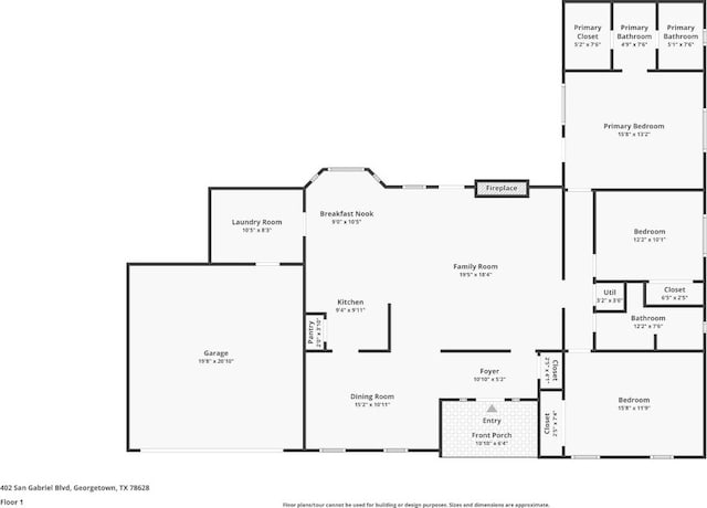 402 San Gabriel Blvd, Georgetown, TX 78628 - home floor plan