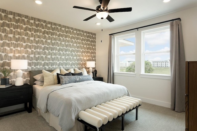 2604 Jack Nora Way, Round Rock, TX 78665 - bedroom with recessed lighting, baseboards, and light carpet