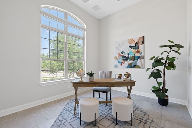 200 S Sage Holw, Dripping Springs, TX 78620 - tiled home office featuring baseboards