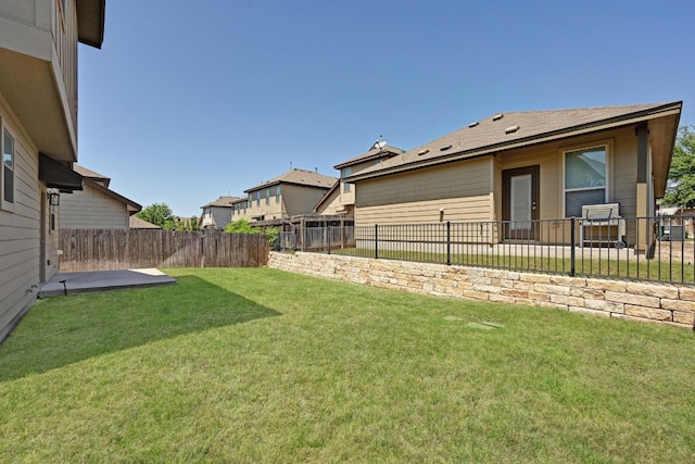 view of yard with a fenced backyard and a patio