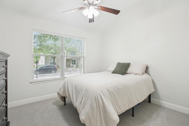 161 Caraway, Kyle, TX 78640 - carpeted bedroom with baseboards, ceiling fan, and lofted ceiling