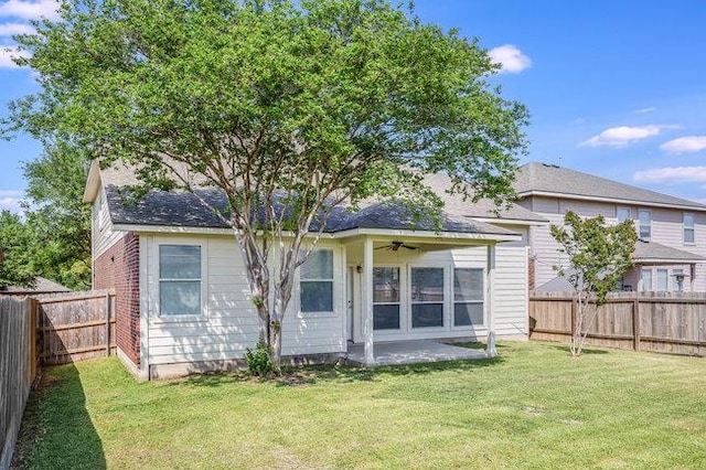 4001 Veiled Falls Dr, Pflugerville, TX 78660 - back of property with a ceiling fan and a patio area