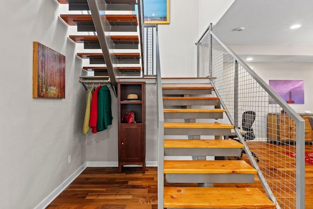 503 Swanee Dr Unit 11, Austin, TX 78752 - stairs with wood finished floors and recessed lighting
