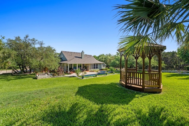 135 N Tumbleweed Trl, Austin, TX 78733 - view of grassy yard featuring a gazebo and a patio