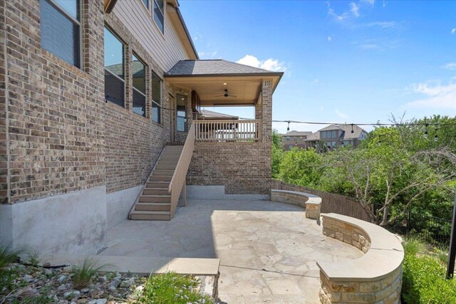 2604 Outlook Ridge Loop, Leander, TX 78641 - view of patio with stairway and a ceiling fan