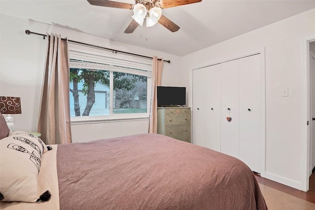 9458 Singing Quail Dr, Austin, TX 78758 - bedroom with a closet and ceiling fan
