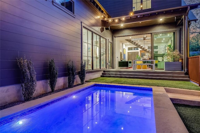 pool with a deck