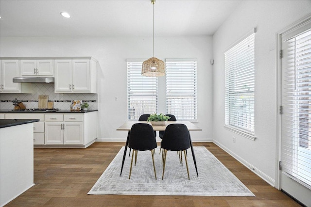 2216 Lookout Knoll Dr, Leander, TX 78641 - dining room featuring dark wood finished floors, recessed lighting, and baseboards