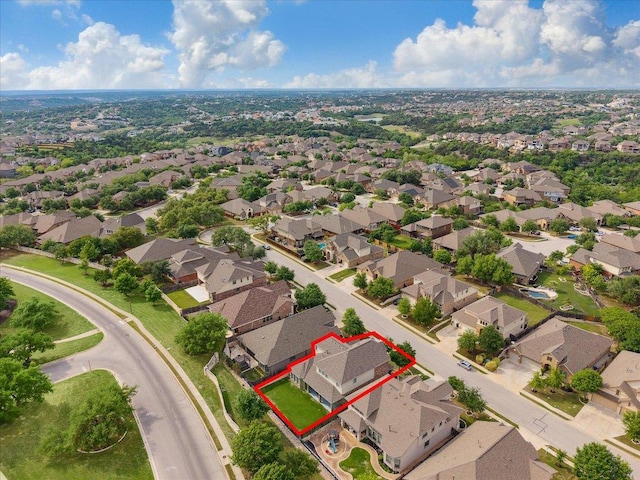 2216 Lookout Knoll Dr, Leander, TX 78641 - aerial perspective of suburban area with property boundaries highlighted