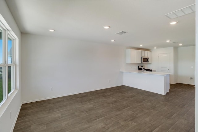 175 Safflower Dr, Uhland, TX 78640 - unfurnished living room with dark wood-type flooring and recessed lighting