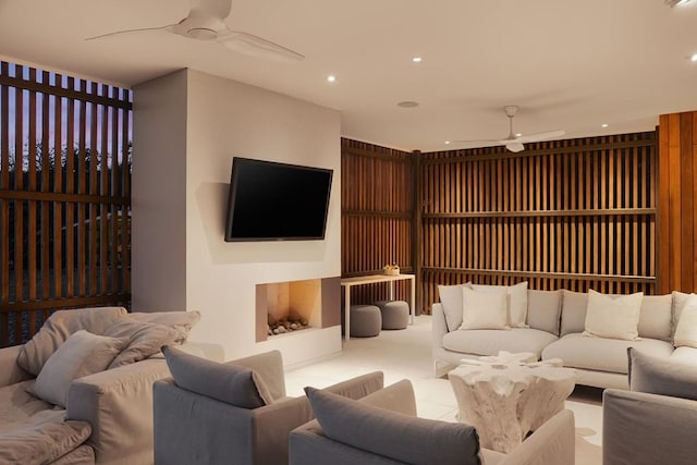 4607 Laurel Canyon Dr, Austin, TX 78731 - living area featuring ceiling fan and recessed lighting