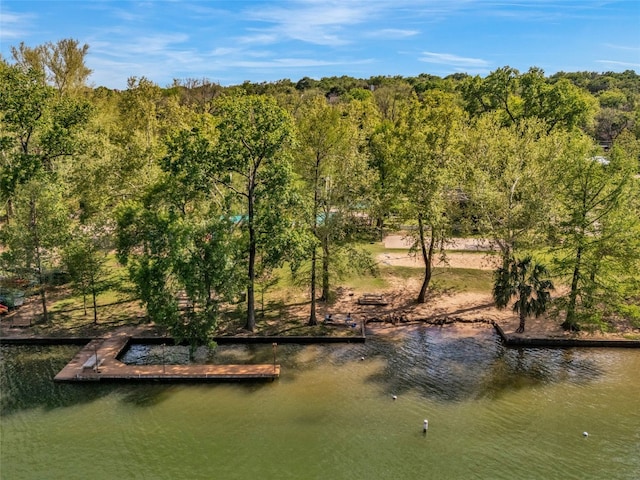 9806 Inca Ln, Austin, TX 78733 - water view featuring a floating dock and a heavily wooded area
