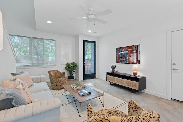705 N Bluff Dr Unit 14, Austin, TX 78745 - living room with recessed lighting and a ceiling fan