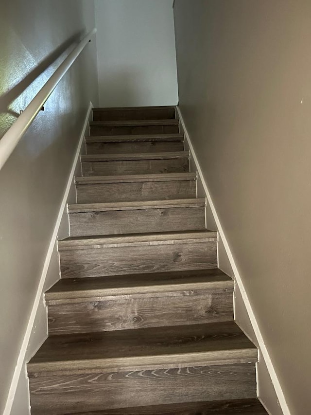 staircase featuring wood finished floors