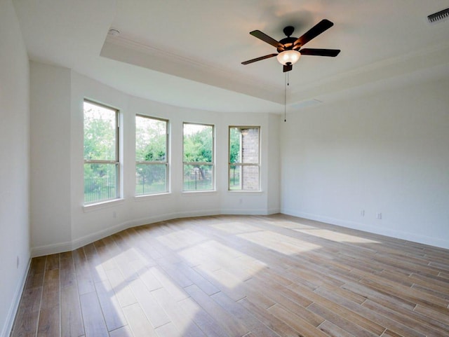 1705 Cayuga St, Leander, TX 78641 - spare room with a raised ceiling, baseboards, plenty of natural light, wood finished floors, and ornamental molding