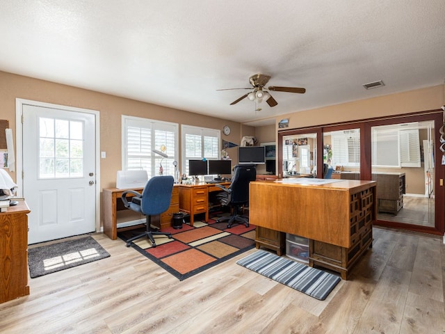 16019 Dark Ln, Austin, TX 78717 - home office with wood finished floors and ceiling fan