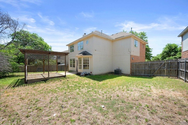 13321 Kirkglen Dr, Austin, TX 78727 - rear view of property featuring cooling unit, a pergola, and a deck