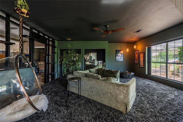 358 Easley Rd, Smithville, TX 78957 - carpeted living room with ceiling fan