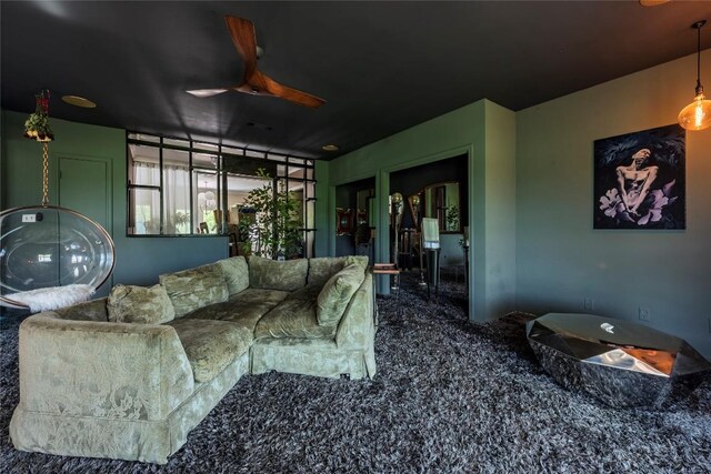 358 Easley Rd, Smithville, TX 78957 - living area with carpet flooring and ceiling fan