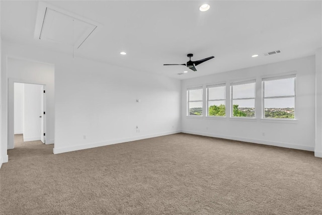 2616 War Wagon Way, Leander, TX 78641 - carpeted spare room featuring attic access, recessed lighting, baseboards, and ceiling fan