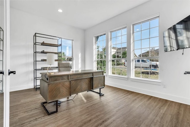 2616 War Wagon Way, Leander, TX 78641 - office with wood finished floors and recessed lighting