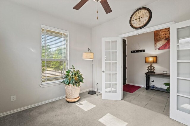 5679 Corsica Loop, Round Rock, TX 78665 - carpeted empty room with french doors and ceiling fan