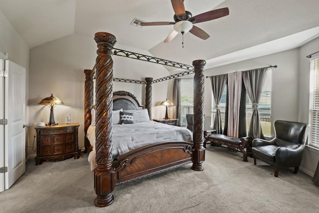 5679 Corsica Loop, Round Rock, TX 78665 - carpeted bedroom featuring lofted ceiling and ceiling fan