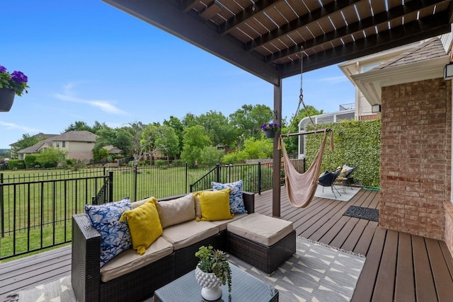 10012 Scull Creek Dr, Austin, TX 78730 - wooden deck featuring an outdoor living space