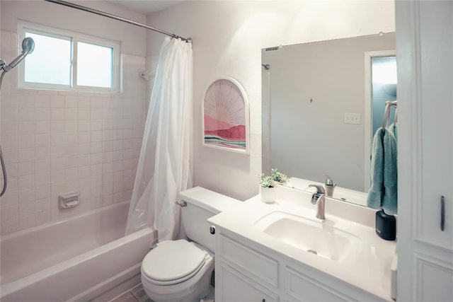 1908 Trevino Dr, Austin, TX 78746 - bathroom with vanity, shower / bathtub combination with curtain, and toilet
