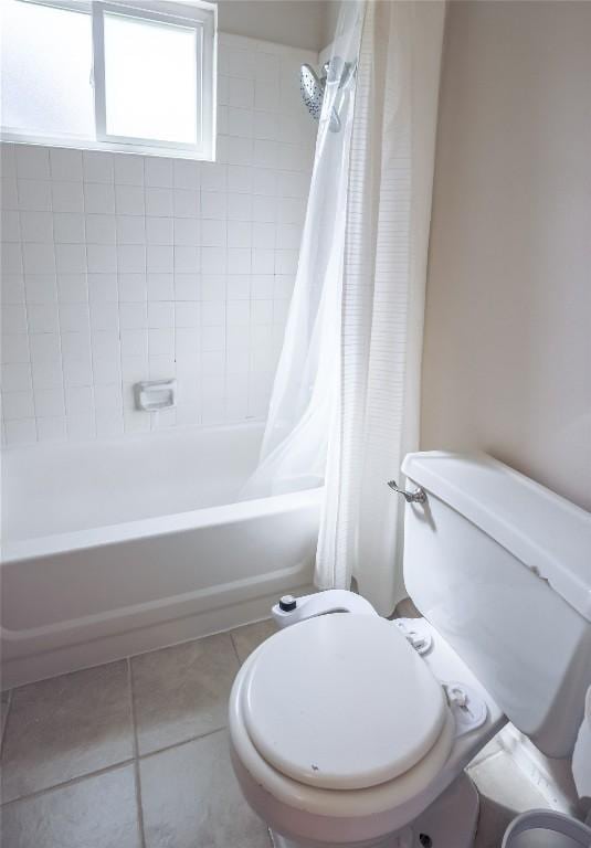 1908 Trevino Dr, Austin, TX 78746 - full bathroom with shower / tub combo with curtain, toilet, and tile patterned flooring