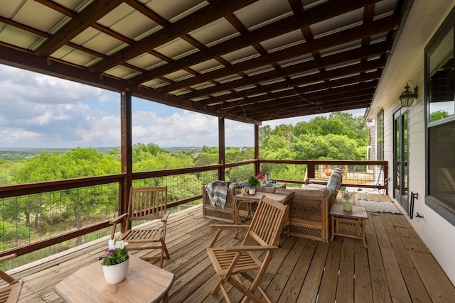 45 Saddle Rock Rdg, Wimberley, TX 78676 - wooden terrace featuring outdoor lounge area