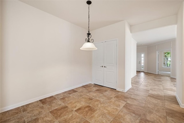 504 Deer Meadow Cir, Georgetown, TX 78633 - unfurnished dining area featuring baseboards and stone finish floors