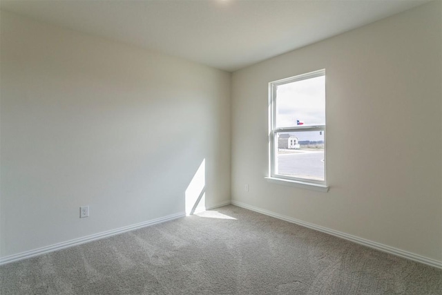 spare room featuring baseboards and carpet flooring